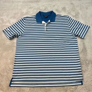 Brooks Brothers Blue and White Striped Polo Shirt